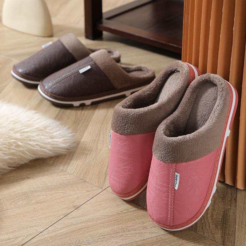 Winter Couple Cotton Slippers Women's Slippers Men's Home Indoor Non-slip Warm Confinement Shoes
