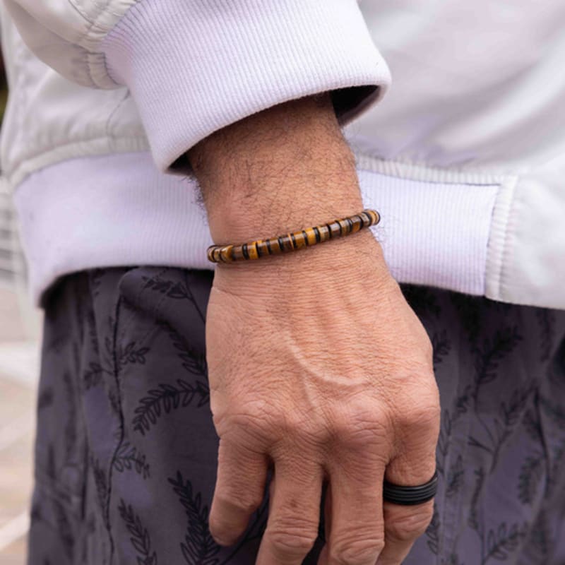 PIG & HEN Brontide 6 Armband – Tigerauge x Schwarz