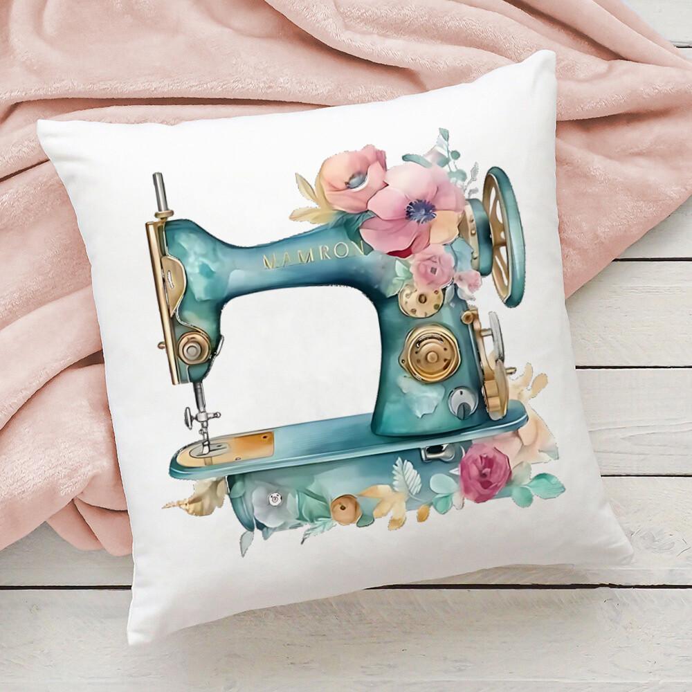 Sewing Machine Flower Print Pillowcase Cushion Cover Home Decorative Pillow Cases Decor Sofa Living Bedroom Throw Pillows Cover