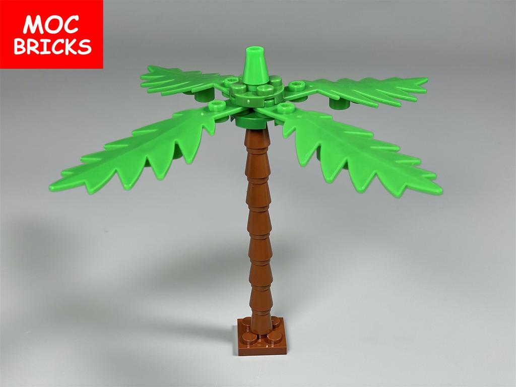 MOC Blocks Beach Ocean Palm Torso Pants Muscle Figure Ski Glasses Particles Assembled Construction Bricks Children's Playthings