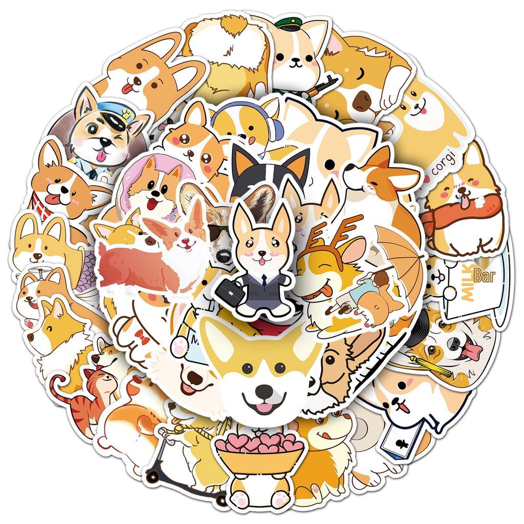 Cute Cartoon Corgi Stickers: Waterproof Decals for Laptops, Cars, and More (50-Pack)