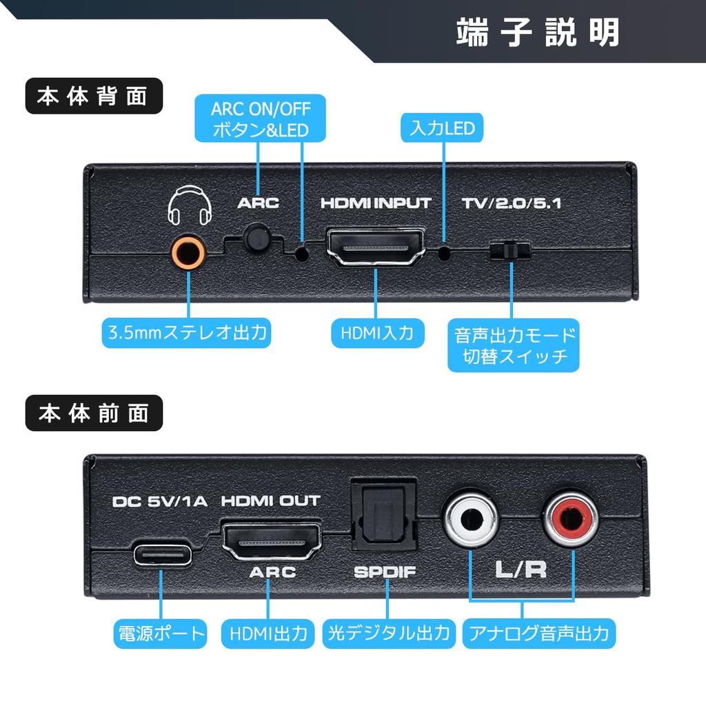 BLUPOW 4K60Hz HDR HDMI Audio Splitter Optisch Optisch Digital Audio Splitter HDMI Sound Splitter Kompatibel Kompatibel mit Home Game VA126 2.0 (Audio