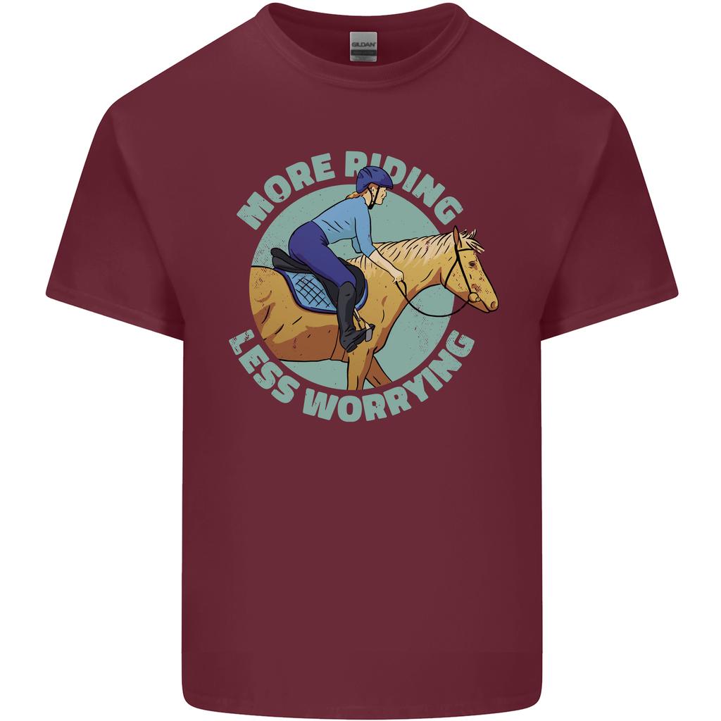 More Horse Riding Less Worrying Equestrian Unisexs Light Cotton TShirt
