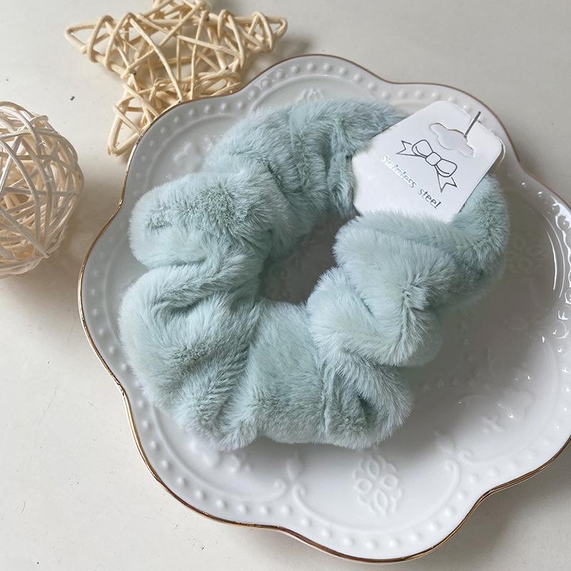 Warm Soft Velvet Hair Scrunchies Furry Elastic Hair Band Women Girls Ponytail Holder Hair Rubber Band Hair Ties Hair Accessories
