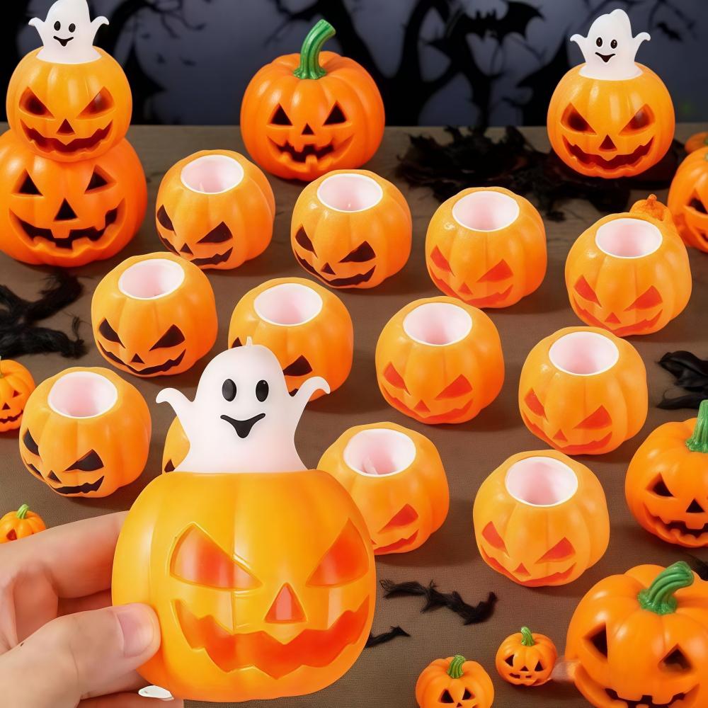 3/5/10 Pcs Halloween Funny Pumpkin Squeeze Ghosts for Halloween Prank Party Carnival Party Gift Souvenir Gift Box Stuffing