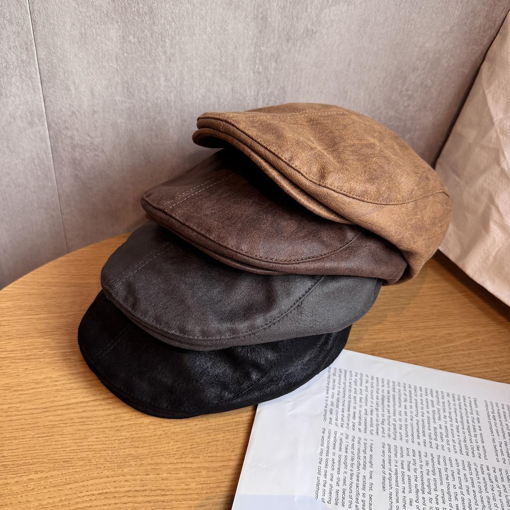 Retro Suede Beret With Solid Color Design Suitable For Teens Daily Matching