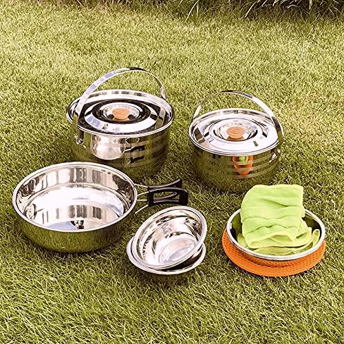 NANGGEAR Camp Bonfire BBQ Pot Set Stainless Steel Cooker for 6 People (Nanko Gear) NAN-MC-210