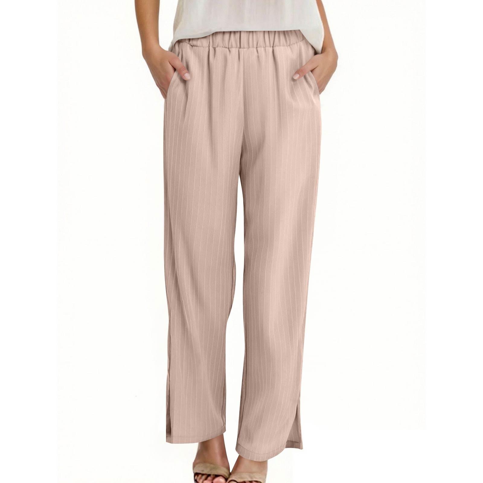 

Женские повседневные брюки с высокой талией, однотонные, длинные, для тренировок M бежевый