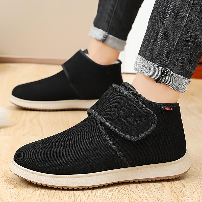 Cotton Shoes, Men's Boots, Velcro Warm Shoes, Men's Fleece and Thickened Short Boots, Cotton Boots, Comfortable Shoes