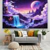 2D Weltraum Galaxie Wasserfall Landschaft Hintergrund 2D Flachdruck Hintergrund