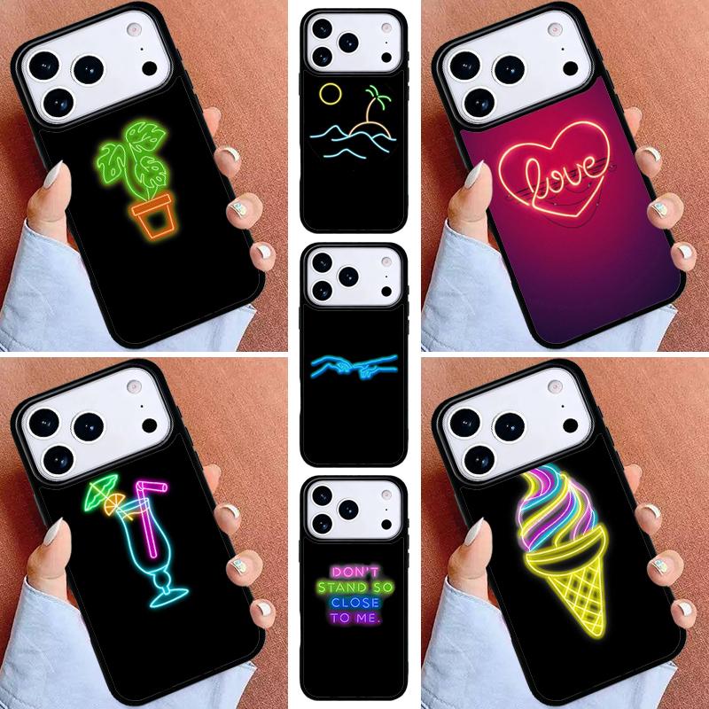 Neon Light Aesthetic Art Phone Case for iPhone 17ProMax 12 13 14 15 16e 17 Pro Max Plus Air Cover