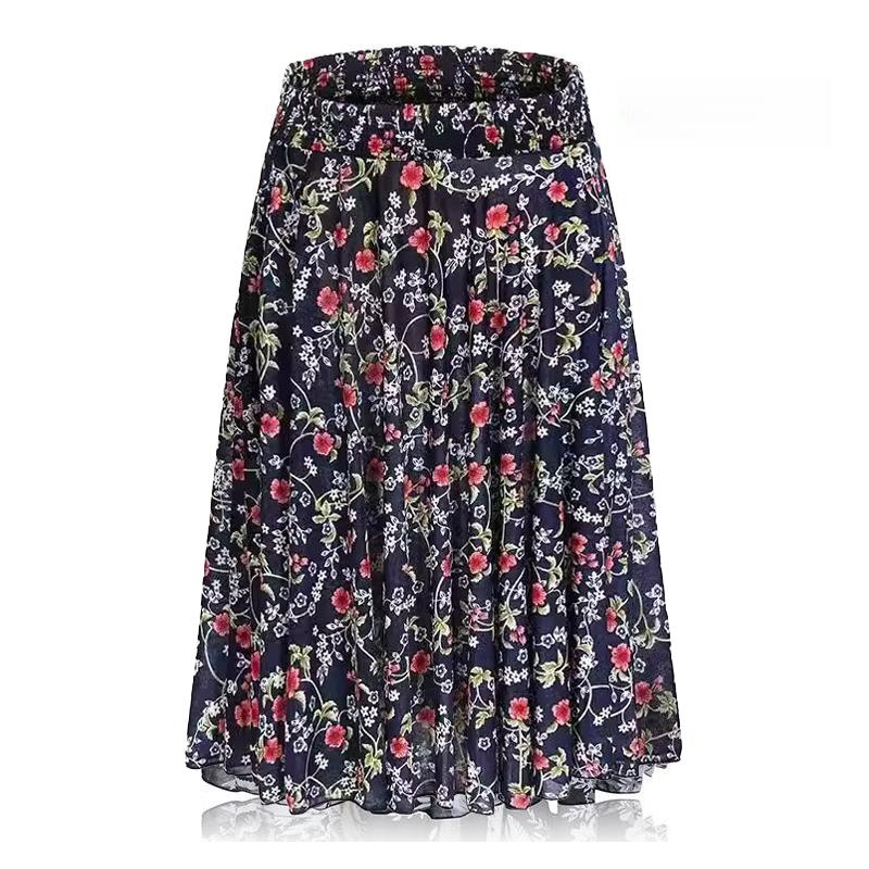 

Летняя юбка из ледяного шелка с эластичной талией для женщин среднего и пожилого возраста One Size