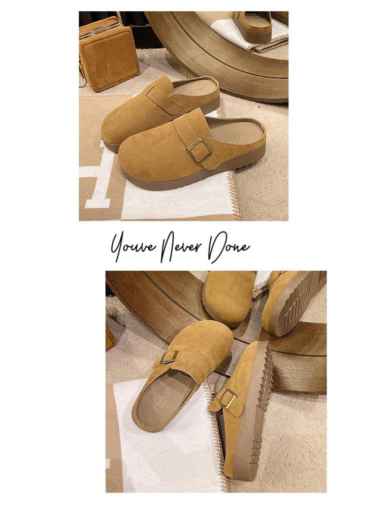 Dames 2025 Lente Retro Gesloten Teen Mule Pantoffels, Zacht & Antislip Dikke Zool Birkenstock-Stijl.