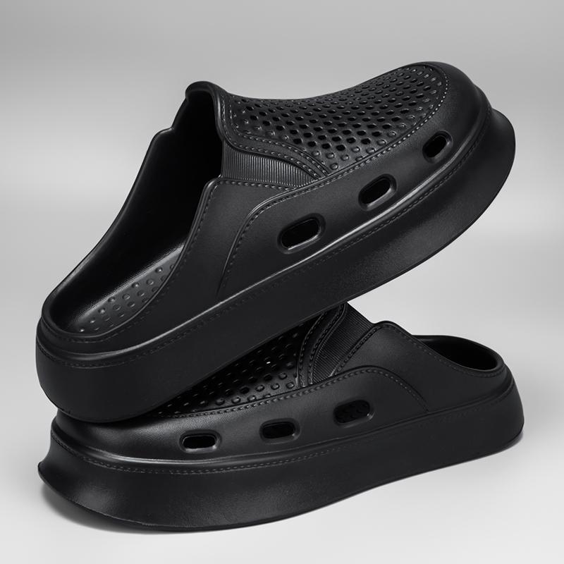 Summer Men's Slippers Outdoor Breathable Beach Sandals Platform Half Slippers Lightweight Soft Men Flip-flops Women Garden Shoes