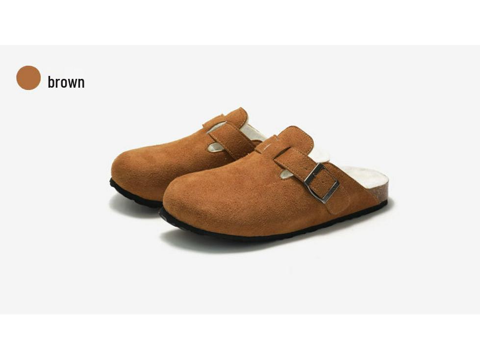 RUIZUSTOCK Winter Cork Slippers: Warm Velvet & Cotton Sandals for Men and Women, Frosted for Outdoor Wear