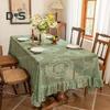 Retro Table Cloth See-through Hollow Out Lace Romantic Style Round Shape Ruffle Floral Embroidery Table Protection Banquets Party Decoration