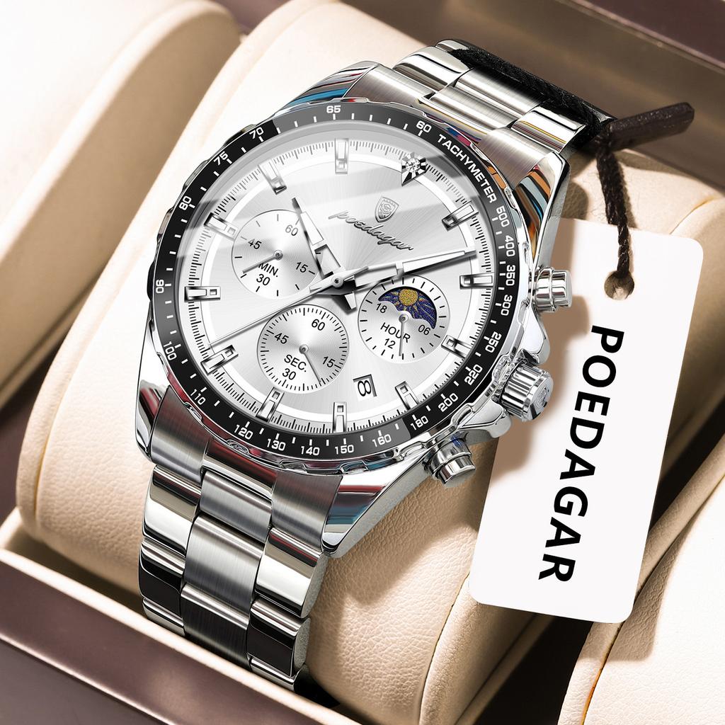 Watch Multi-Function Steel Belt Waterproof Quartz Watch Men'S Watch Luminous