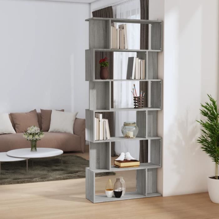VidaXL Bookcase-Room Divider Sonoma Grey 80x24x192 Cm Engineered Wood 816060