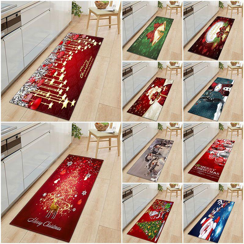 Door Floor Santa Mat Christmas Area Rug Holiday Kitchen Bedroom Mat Carpet Decor