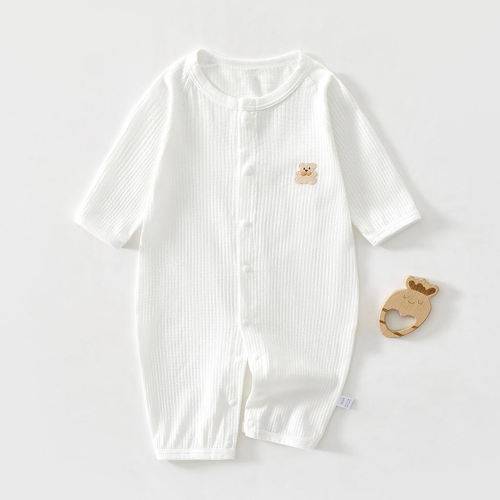 Baby Long Sleeve Romper, Lightweight Cotton Infant One Piece Pajamas, Summer Air Conditioning Outfit for Newborn Boys and Girls