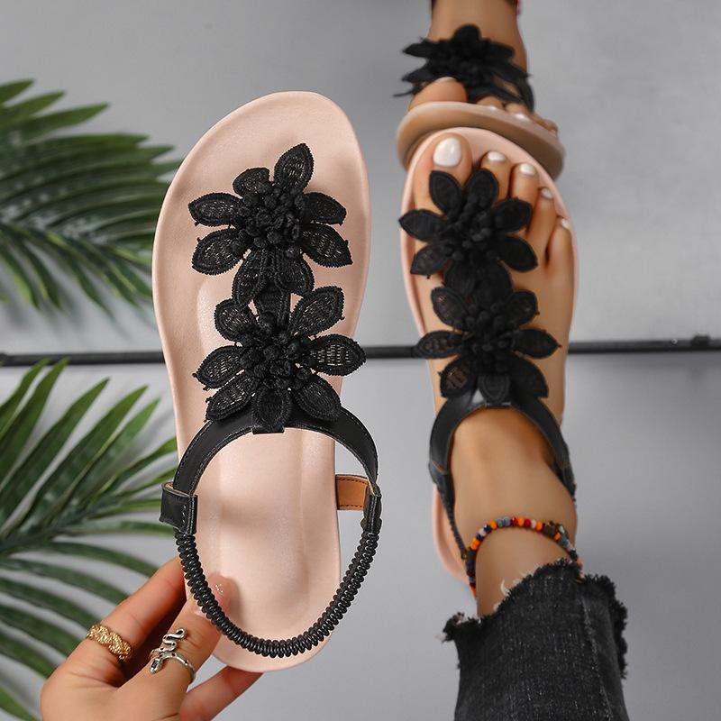 

Large-sized Flip-toe Sandals for Women 2025 New Flower-shaped, Stretchable, Flat, Casual Beach Sandals for Women 36-43 Sizes 36