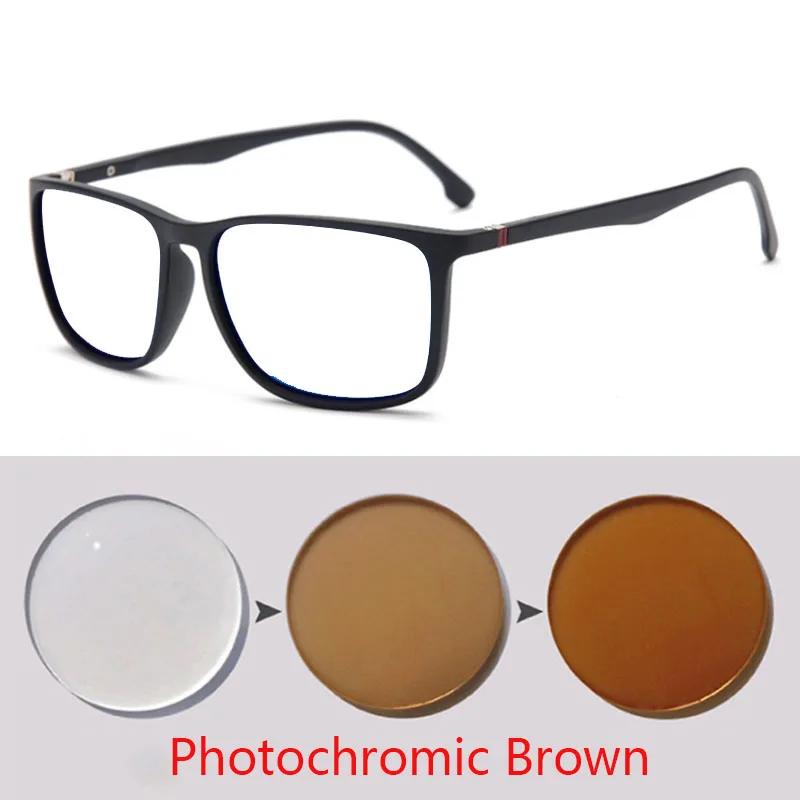 Square Sunglasses Men Thin Leg Anti Glare Minus Tea Lens Prescription Sunglasses Diopter 0 -0.5 -0.75 -1.0 To -6.0