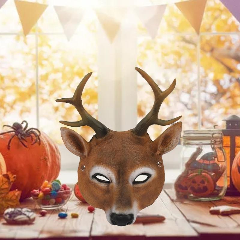Halloween Christmas Deer Dress Up Party Props Mask Halloween Carnival Party Bar Nightclub Costume Half Face Cosplay