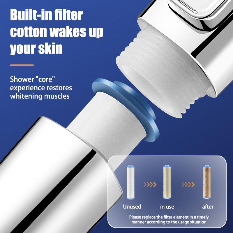 Showerhead four speed adjustment filter for shower knobs One click water stop bathroom accessories replete heads showers parts