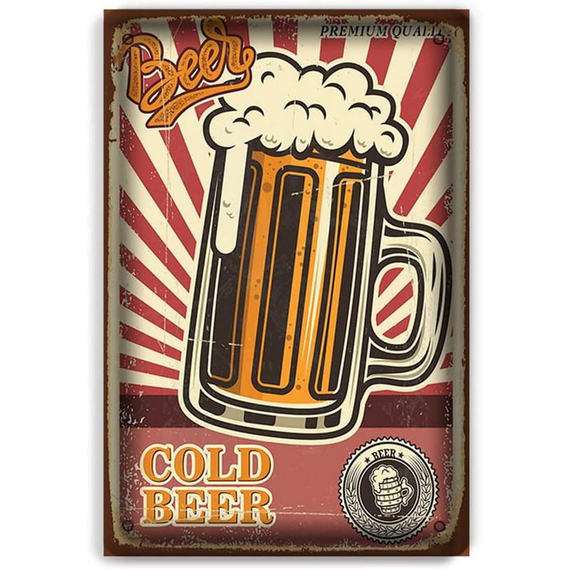Blechschilder Kaffeebier Tee Wanddekoration Vintage Kunstposter Eisenmalerei für Man Cave Heimcafé Gartenclub B