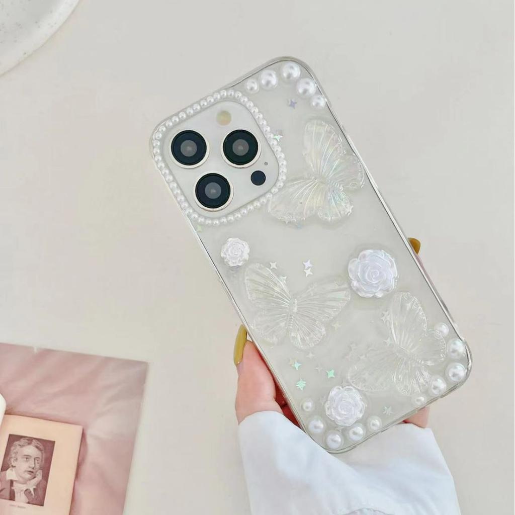 Three-dimensional pearl Symphony Butterfly mobile phone case iphone15plus Apple 13 MATE60 mobile phone case
