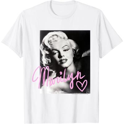 Marilyn Monroe černobílé, růžový rukopis Tričko s krátkým rukávem