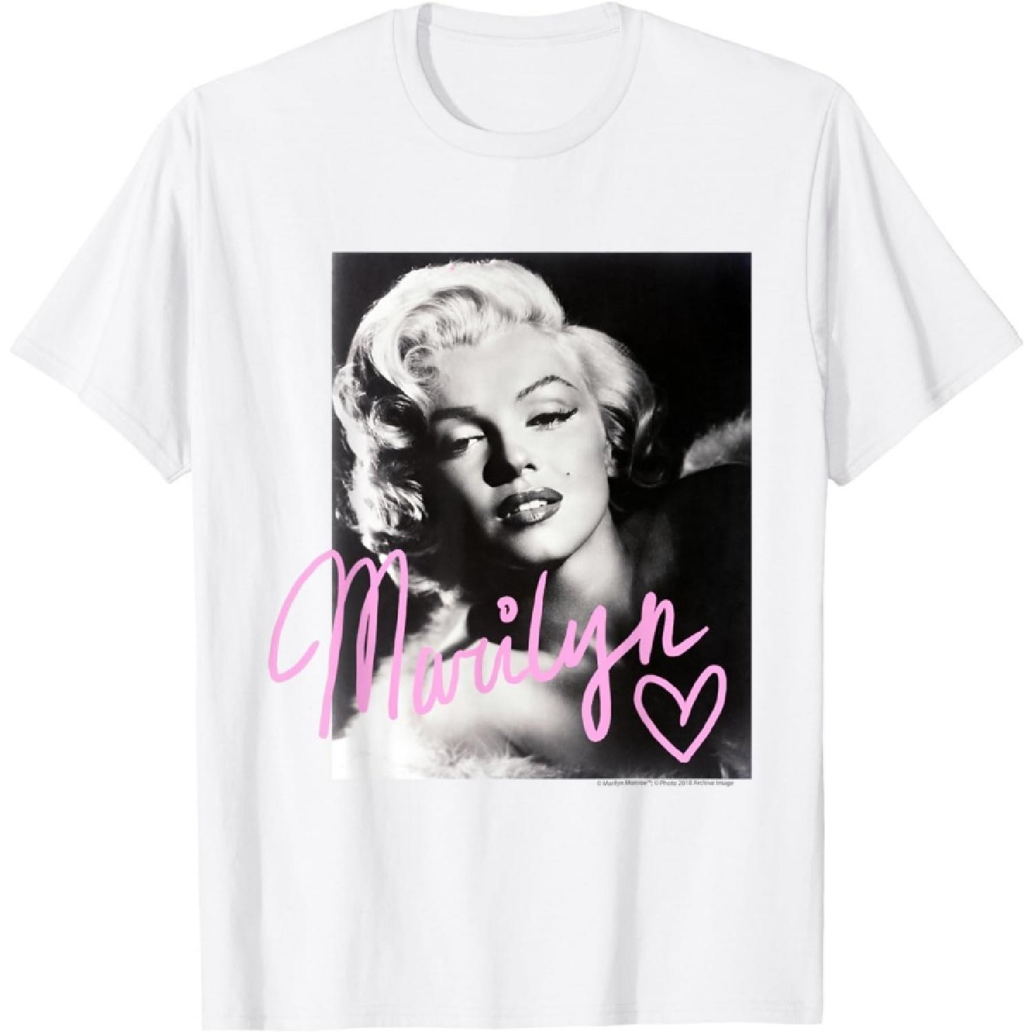 Marilyn Monroe black and white, pink handwriting Short Sleeve T-Shirt S