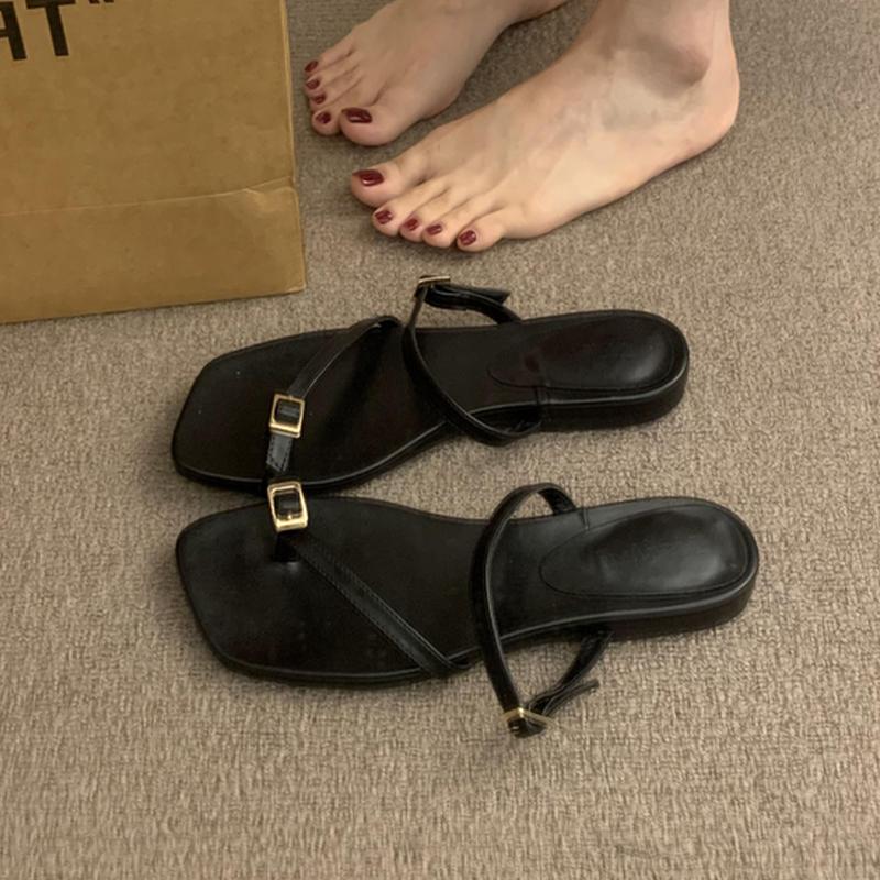 

Балетки Женские тапочки Вьетнамки Летняя обувь для ходьбы Новые женские сандалии 2025 Дизайнерские шлепанцы Платье Сандалии женские 39 чёрный