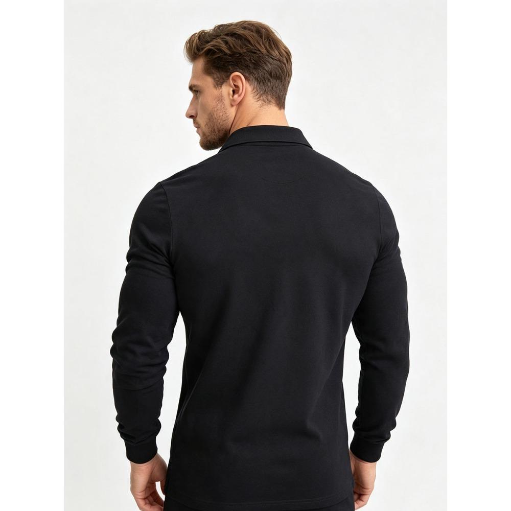 Men's Plus Size Long Sleeve Polo Shirt Autumn Winter Business Casual Cotton Top Breathable Stretch Loose Fit M-6XL White Black Navy