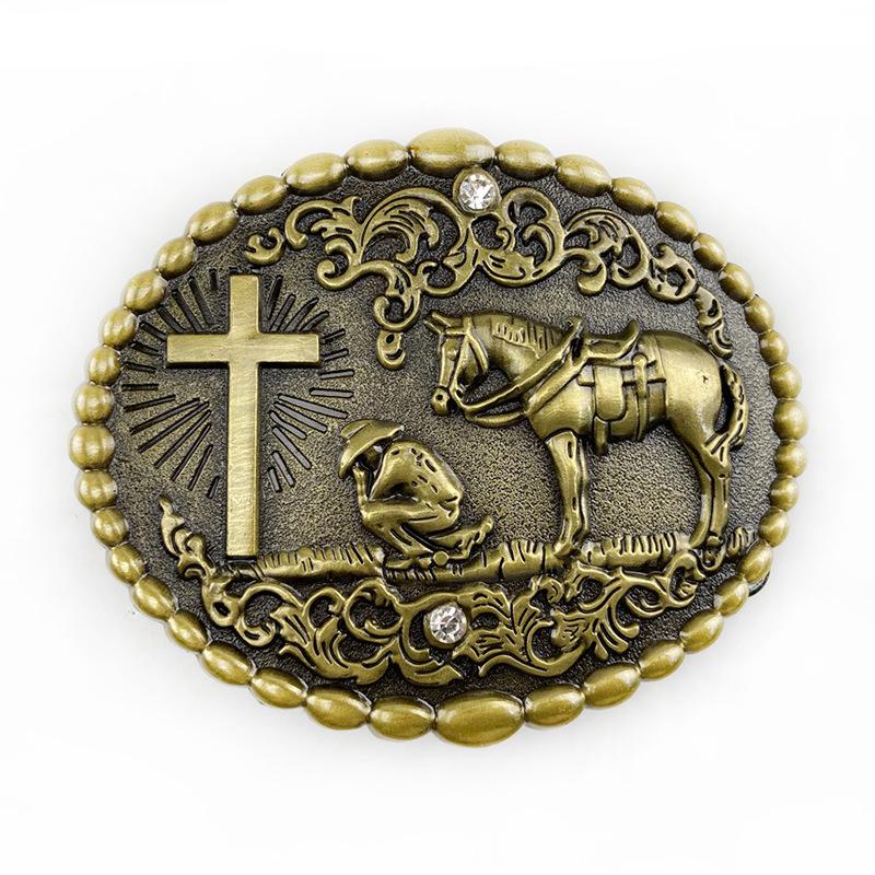 Men s Western Cowboy Zinc Alloy Belt Buckle with Rhinestone Embellishment