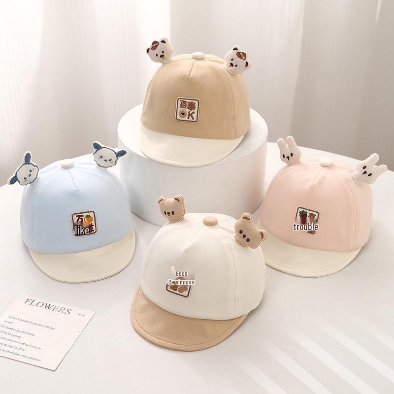 Spring Baby Duckbill Hat - Soft Brim Sunshade Cap with Cute Auspicious Words for Boys & Girls