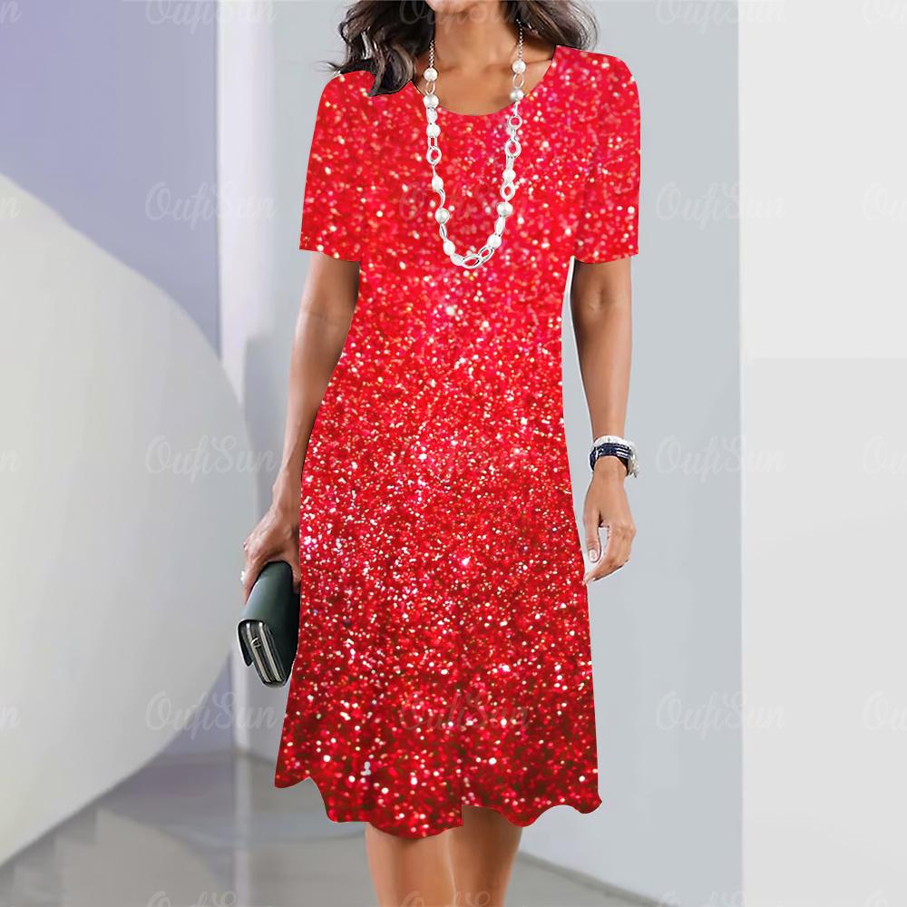 2025 New Women's Dresses Sequin Print Elegant Beautiful Dresses Female Summer Casual Fashion Daily Clothes