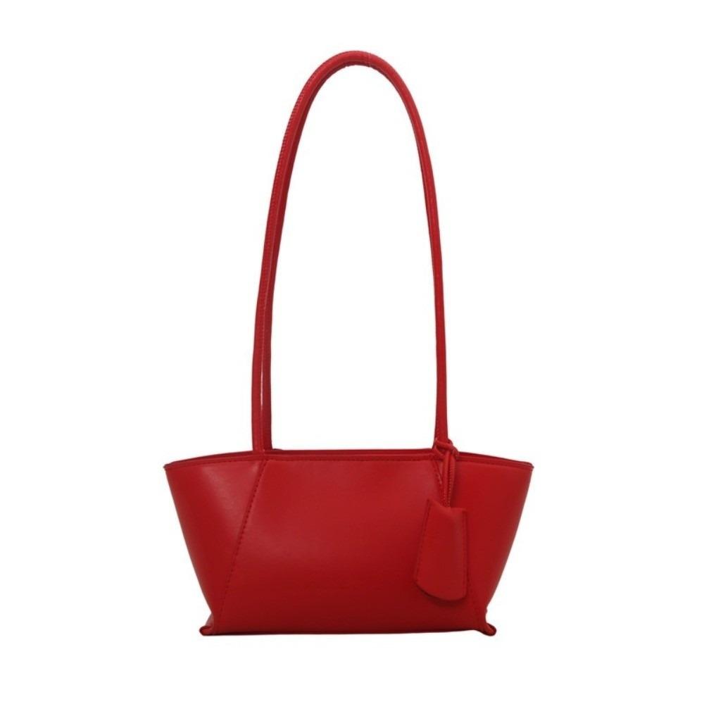 Stylish Pu Leather Shoulder Bag Luxury Women's Underarm Bag Trendy Solid Color Tote Bag Purse