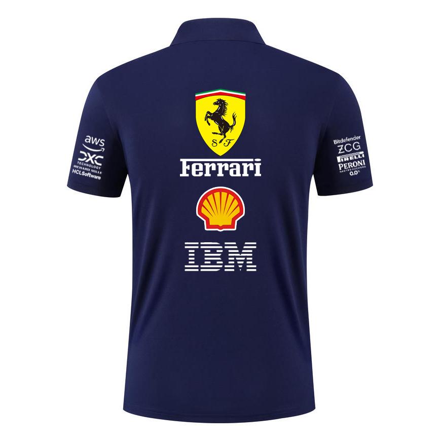 Ferrari Summer Pure Cotton F1 Racing Team Uniform T-shirt Short Sleeved Ferrari Polo Shirt Versatile Top