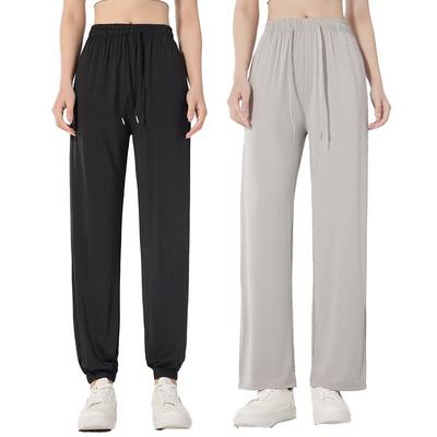Women's Summer Ice Silk UV Protection Pants - Loose Fit, Straight Leg, Cuffed, UPF 50+, Long Casual Style