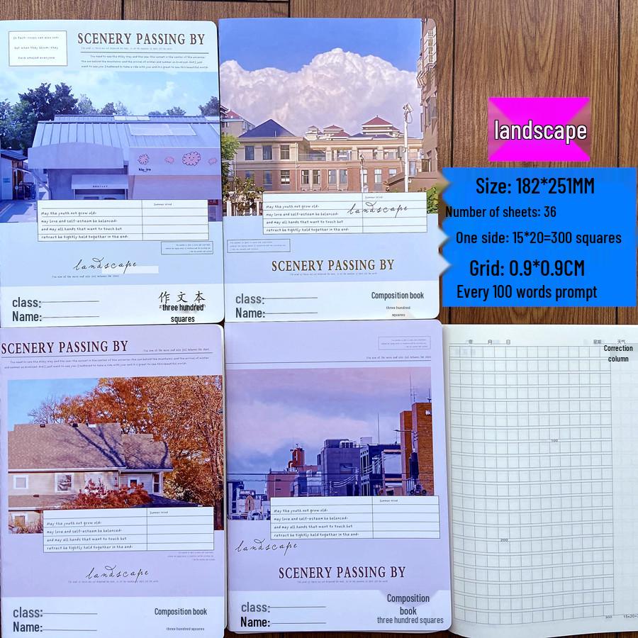 16K Large 400-Grid Prompt Composition Book: 100-Word Prompts, 300-Word Grids, B5 Diary for Students