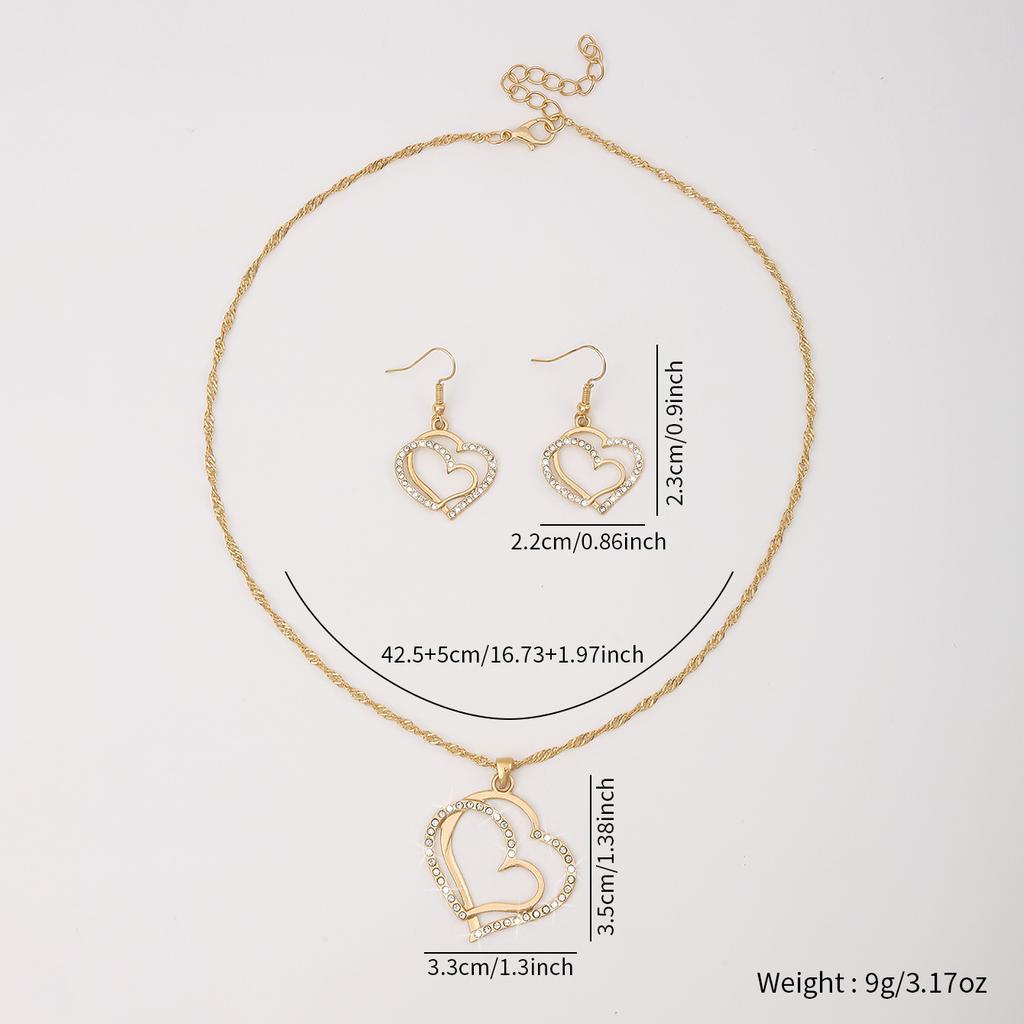 New Popular Jewelry Set Female Personality Versatile Rhinestone Zircon Necklace Earrings Watch Accessories