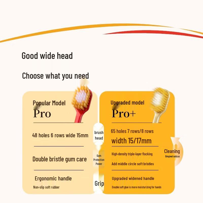 Ebisu Pro+ 65-Hole Wide Head Soft Toothbrush for Adults (4-Pack)