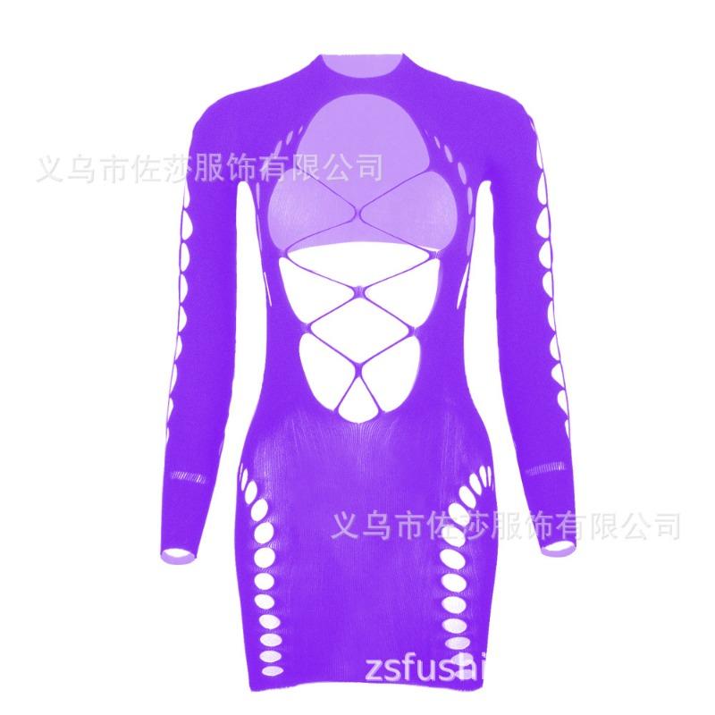 Sex net clothes, sexy fishing net onesies, pajamas, hip skirts, long sleeves, backless tights.