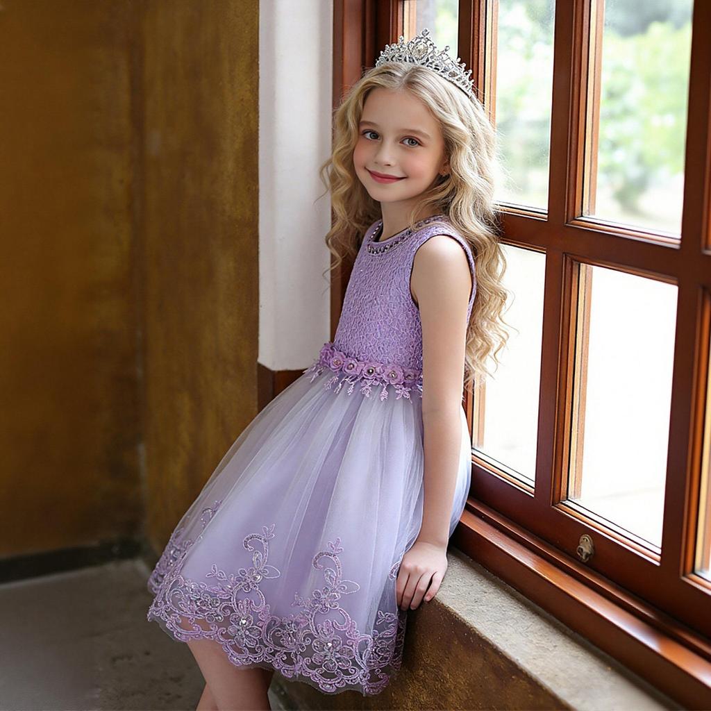 Children's Dress, Beaded Princess Wedding Dress, Fluffy Skirt, Summer Girls' Vest, Mesh Skirt