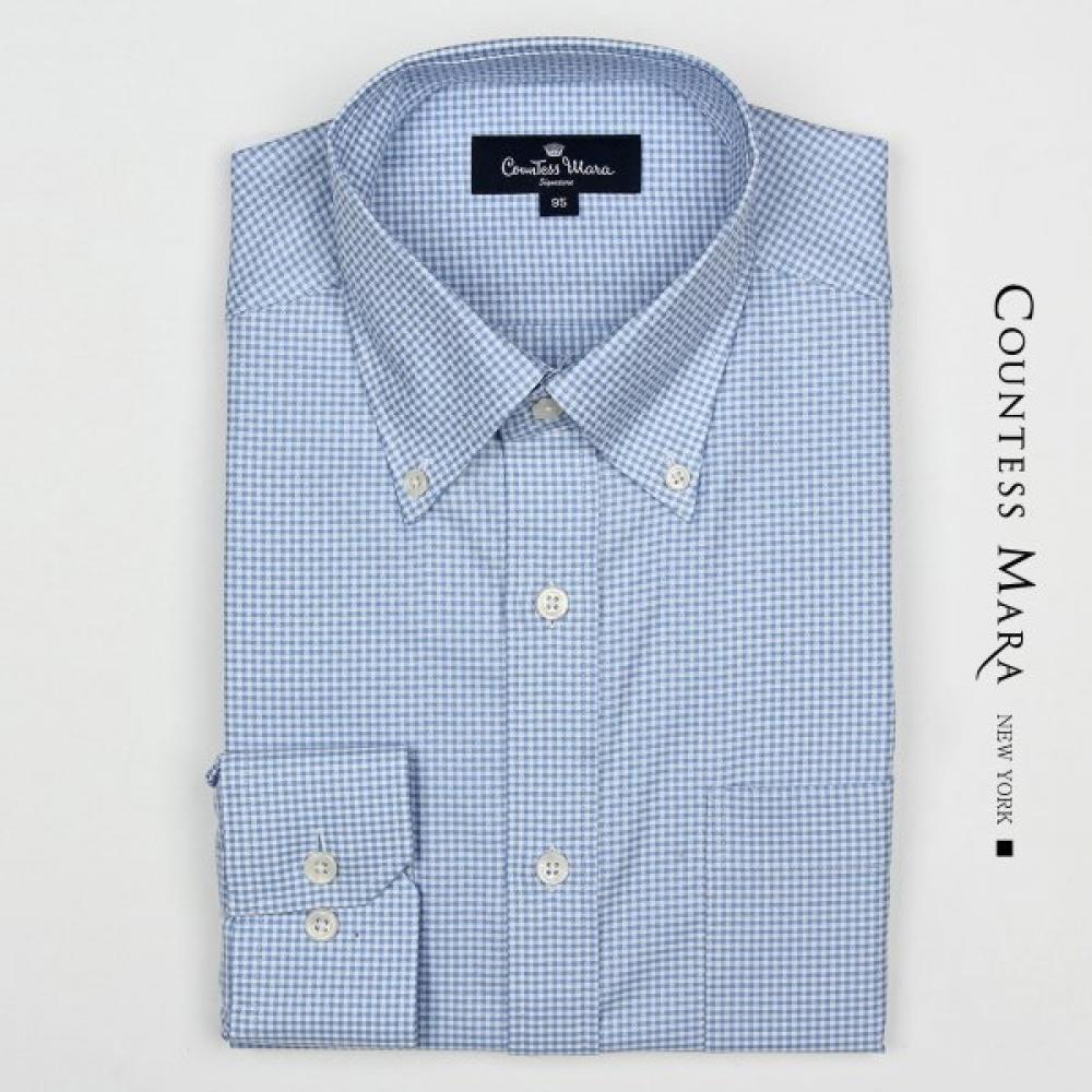 Countess Mara Blue Mini Check Long Sleeve Shirt Cdsp4p3103b0 110