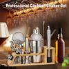 20-piece cocktail mixer set with bamboo stand.