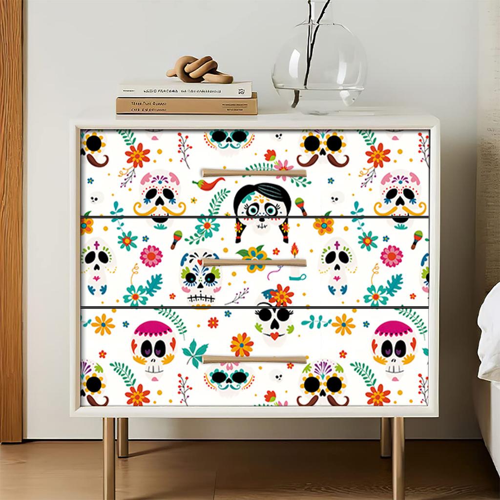 Peel and Stick Wallpaper Day of the Dead Contact Paper Waterproof Self Adhesive Wall Paper for Theme Hotel Walls Cabinet Decor