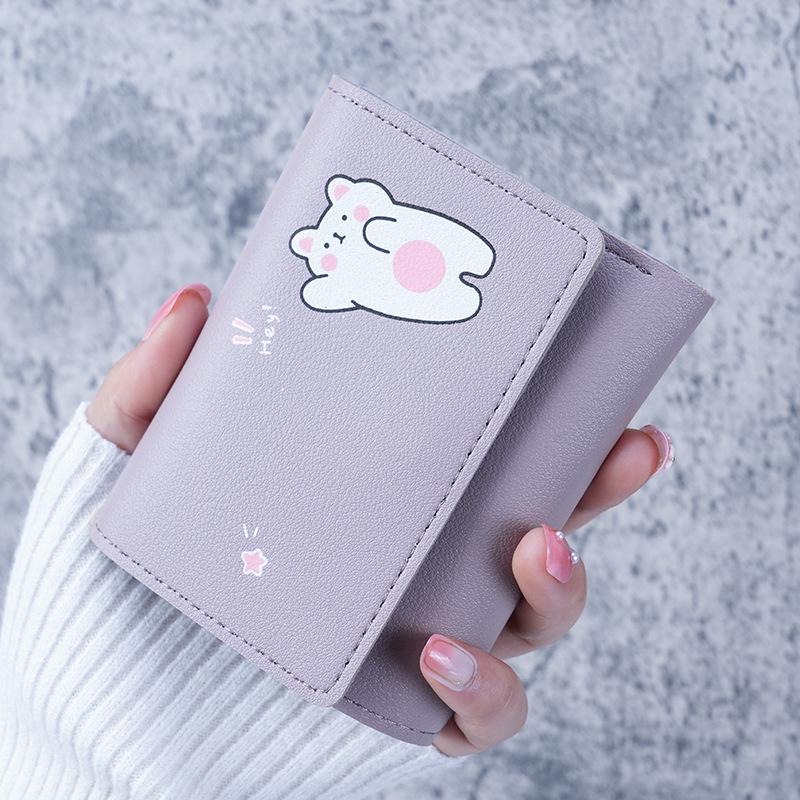 Korean Style Cute Tri-fold Wallet for Women - Short, Printed, Multi-Card Coin Purse