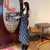 French Retro Plaid Suspender Dress 2026 Women's Ruffle Design Looks Slimmer Temperament Vacation Long